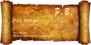 Pál Balár névjegykártya